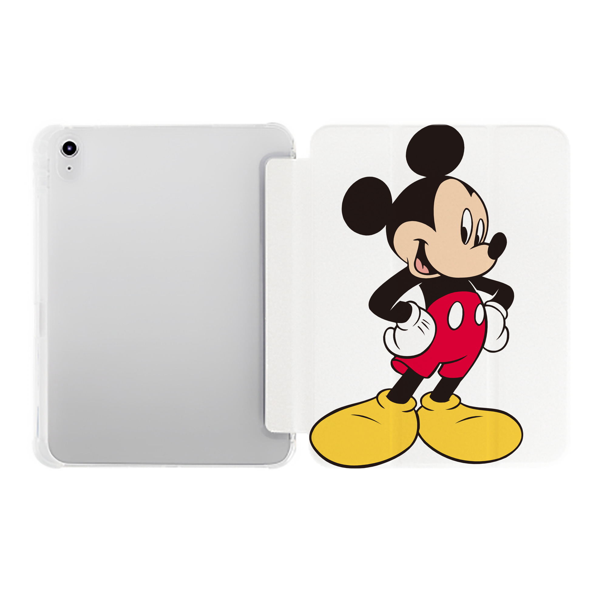 （画像用） ミッキーマウス Mickey Mouse IPad ケース ペン収納付き 三つ折りスタンド PUレザー×シリコン 対応機種9.5/10.5/10.9インチ